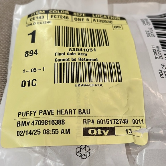 J. Crew Pavé Puffy Heart Bauble Earrings/NWT - Picture 10 of 11